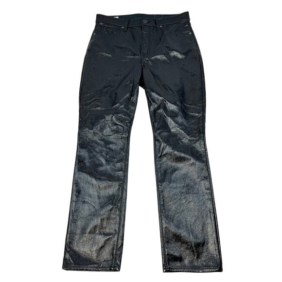 Gap Womens Faux Leather Vintage Slim Pants High Rise Black Size 10 Pockets New - Picture 1 of 10